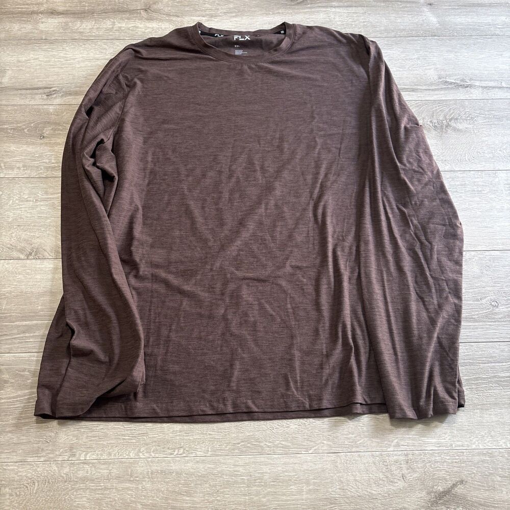 FLX LOT of 2 Luxury Soft Wander Performance Long Sleeve T Brown Black Men XXL